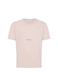 Мужская розовая футболка с круглым вырезом с принтом от Saint Laurent