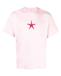 Мужская розовая футболка с круглым вырезом с принтом от Sandro