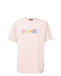 Мужская розовая футболка с круглым вырезом с принтом от Sankuanz