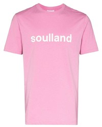 Мужская розовая футболка с круглым вырезом с принтом от Soulland