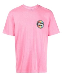 Мужская розовая футболка с круглым вырезом с принтом от Stussy