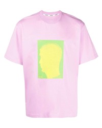 Мужская розовая футболка с круглым вырезом с принтом от Sunnei