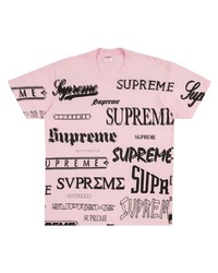 Мужская розовая футболка с круглым вырезом с принтом от Supreme