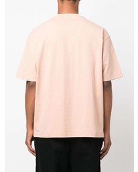 Мужская розовая футболка с круглым вырезом с принтом от Diesel
