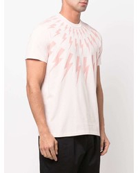 Мужская розовая футболка с круглым вырезом с принтом от Neil Barrett