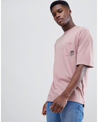 Мужская розовая футболка с круглым вырезом с принтом от Tom Tailor