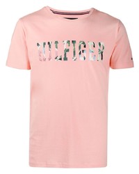 Мужская розовая футболка с круглым вырезом с принтом от Tommy Hilfiger