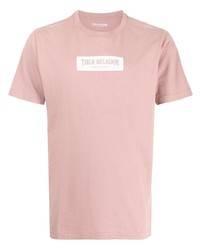Мужская розовая футболка с круглым вырезом с принтом от True Religion