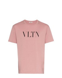 Мужская розовая футболка с круглым вырезом с принтом от Valentino
