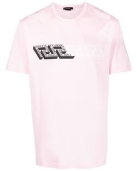 Мужская розовая футболка с круглым вырезом с принтом от Versace