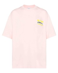 Мужская розовая футболка с круглым вырезом с принтом от Vetements
