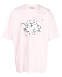 Мужская розовая футболка с круглым вырезом с принтом от Vetements