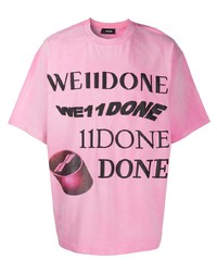 Мужская розовая футболка с круглым вырезом с принтом от We11done