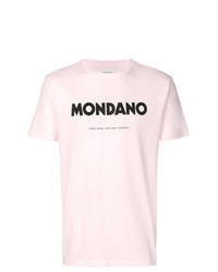 Мужская розовая футболка с круглым вырезом с принтом от Wood Wood