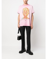 Мужская розовая футболка с круглым вырезом с принтом от Givenchy