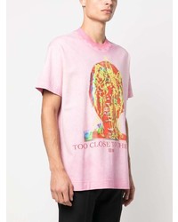 Мужская розовая футболка с круглым вырезом с принтом от Givenchy
