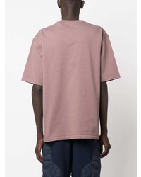 Мужская розовая футболка с круглым вырезом с принтом от Moncler