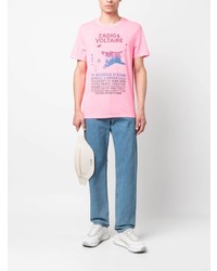 Мужская розовая футболка с круглым вырезом с принтом от Zadig & Voltaire