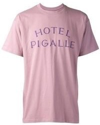Мужская розовая футболка с круглым вырезом с принтом