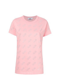 Розовая футболка с круглым вырезом с украшением