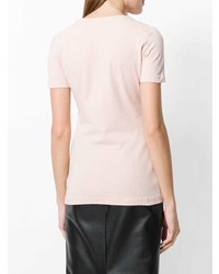 Женская розовая футболка с круглым вырезом с украшением от Versace Jeans