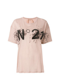 Женская розовая футболка с круглым вырезом с украшением от N°21