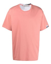 Мужская розовая футболка с круглым вырезом с цветочным принтом от Golden Goose