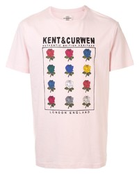 Мужская розовая футболка с круглым вырезом с цветочным принтом от Kent & Curwen