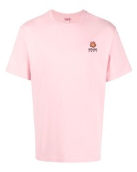 Мужская розовая футболка с круглым вырезом с цветочным принтом от Kenzo