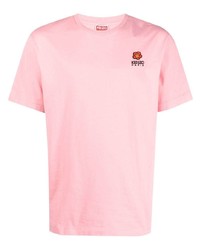 Мужская розовая футболка с круглым вырезом с цветочным принтом от Kenzo