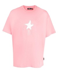 Мужская розовая футболка с круглым вырезом со звездами от FIVE CM