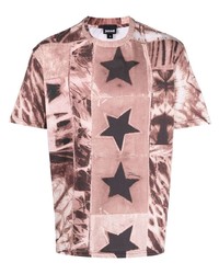 Мужская розовая футболка с круглым вырезом со звездами от Just Cavalli