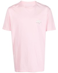 Розовая футболка с круглым вырезом со змеиным рисунком