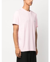 Мужская розовая футболка с круглым вырезом со змеиным рисунком от Les Hommes