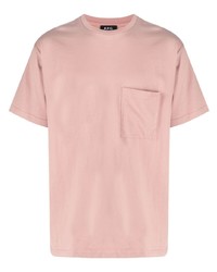 Мужская розовая футболка с круглым вырезом от A.P.C.