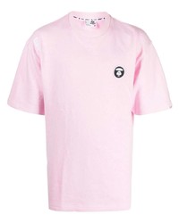 Мужская розовая футболка с круглым вырезом от AAPE BY A BATHING APE