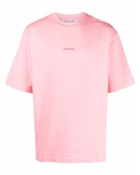 Мужская розовая футболка с круглым вырезом от Acne Studios