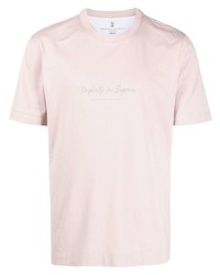 Мужская розовая футболка с круглым вырезом от Brunello Cucinelli