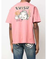 Мужская розовая футболка с круглым вырезом от Evisu