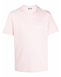 Мужская розовая футболка с круглым вырезом от Golden Goose
