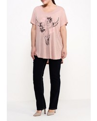 Женская розовая футболка с круглым вырезом от Junarose