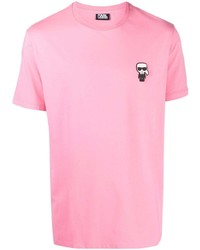 Мужская розовая футболка с круглым вырезом от Karl Lagerfeld