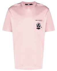 Мужская розовая футболка с круглым вырезом от Karl Lagerfeld
