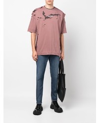 Мужская розовая футболка с круглым вырезом от Diesel