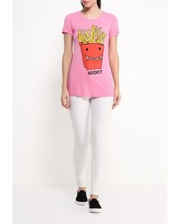 Женская розовая футболка с круглым вырезом от LuAnn