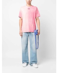 Мужская розовая футболка с круглым вырезом от Diesel
