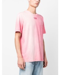 Мужская розовая футболка с круглым вырезом от Diesel