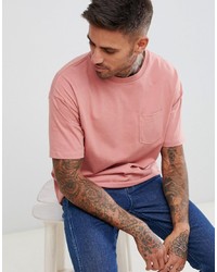 Мужская розовая футболка с круглым вырезом от Pull&Bear