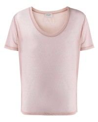Мужская розовая футболка с круглым вырезом от Saint Laurent