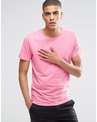 Мужская розовая футболка с круглым вырезом от Selected